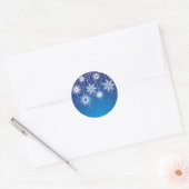 Sparkling Dangling Sneeuwvlokken op Blauw Ronde Sticker (Envelop)