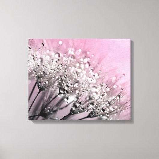 Sparkling Dew Paardenbloem Katoen Snoep Roze Canvas Afdruk (Voorkant)