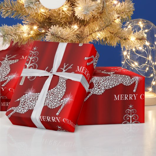 Sparkling Diamond Rendier Rode Kerstmis Cadeaupapier (Feestdagen)