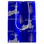 Sparkling Diamond Rendier Zilver Kerstblauw Medium Cadeauzakje (Achterkant)