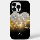 Sparkling Diamonds Hart Zwart en Lichten Monogram Case-Mate iPhone Case (Achterkant)