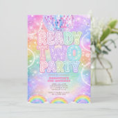 Sparkling Disco Bal Pastel Regenboog Tweede Verjaa Kaart (Staand voorkant)