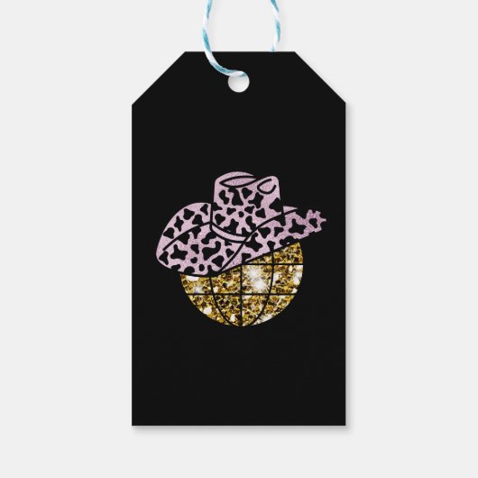 Sparkling Disco cowgirl Bachelorette, gouden glitt Cadeaulabel (Achterkant)