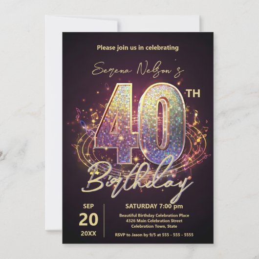 Sparkling Disco Dance 40ste verjaardag Kaart (Voorkant)