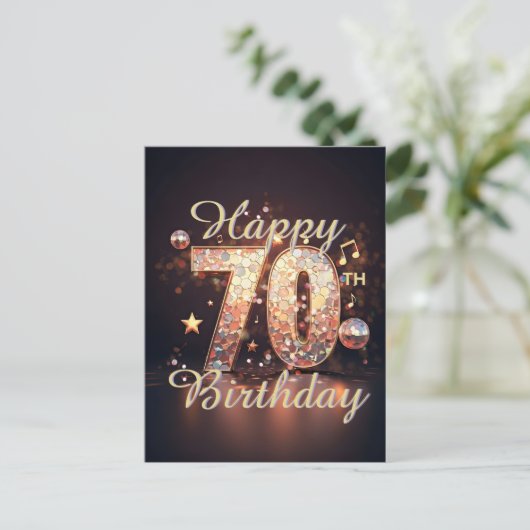 Sparkling Disco Dance 70ste verjaardag Briefkaart (Staand voorkant)