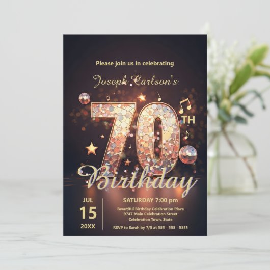 Sparkling Disco Dance 70ste verjaardag Kaart (Staand voorkant)