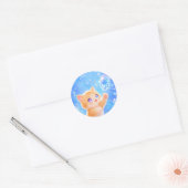Sparkling Dreams: Kitten & Blue Gems Ronde Sticker (Envelop)