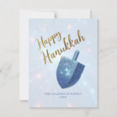 Sparkling Dreidel Hanukkah Holiday Kaart (Voorkant)