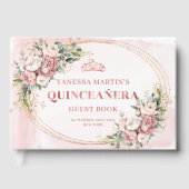 Sparkling Dusty Pink Floral Greenery 15th Birthday Gastenboek (Voorkant)