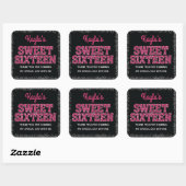 Sparkling Edge Roze Glitter Look Sweet 16 Vierkante Sticker (Vel)