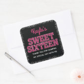 Sparkling Edge Roze Glitter Look Sweet 16 Vierkante Sticker (Envelop)