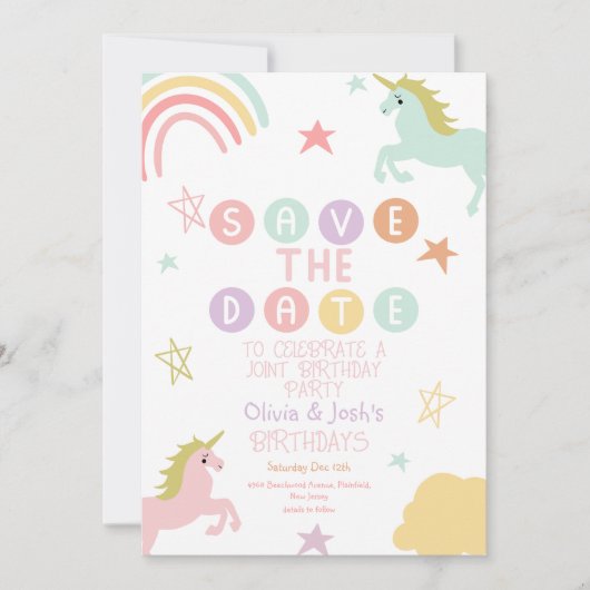 Sparkling Eenhoorn Bewaar De Datum Kaart (Voorkant)