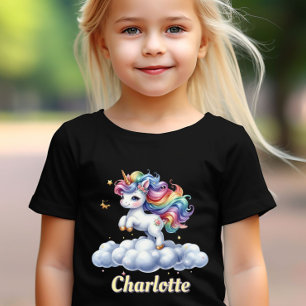Sparkling eenhoorn magische wolk naam zwart t-shirt