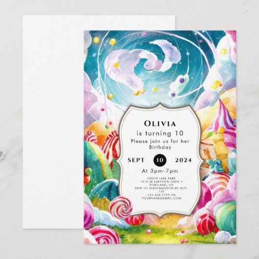 Sparkling Eenvoudige Candyland Verjaardag Kaart (Voorkant / Achterkant)