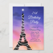 Sparkling Eiffeltoren Zonsondergang 21e verjaardag Kaart (Voorkant)