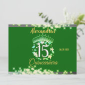 Sparkling Emerald Green Quinceañera Spaans Menu (Staand voorkant)