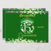 Sparkling Emerald Green Quinceañera Spaans Menu (Voorkant / Achterkant)