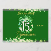 Sparkling Emerald Green Quinceañera Spaans Menu (Voorkant)