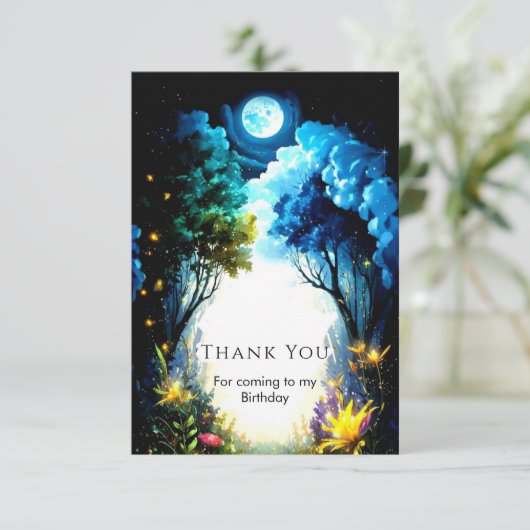 Sparkling Enchantment Woodland Verjaardag Bedankkaart (Staand voorkant)