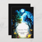 Sparkling Enchantment Woodland Verjaardag Bedankkaart (Voorkant / Achterkant)