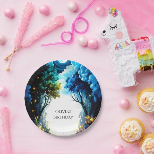 Sparkling Enchantment Woodland Verjaardag Papieren Bordje (Feest)