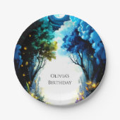 Sparkling Enchantment Woodland Verjaardag Papieren Bordje (Voorkant)