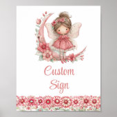 Sparkling Fairy Girl Blush Floral Birthday Custom  Poster (Voorkant)