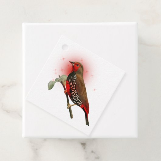 Sparkling Fantasy Red Bird Bedankjes Labels (In situ)