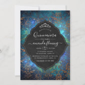 Sparkling Fantasy Vintage Damast Quinceañera Kaart (Voorkant)
