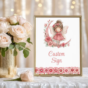 Sparkling Feeënmeisje Blush Bloemige Verjaardag Op Poster