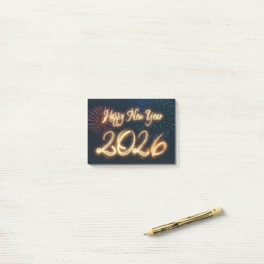 Sparkling Fireworks Happy New Year 2026 Post-it® Notes (Op bureau)