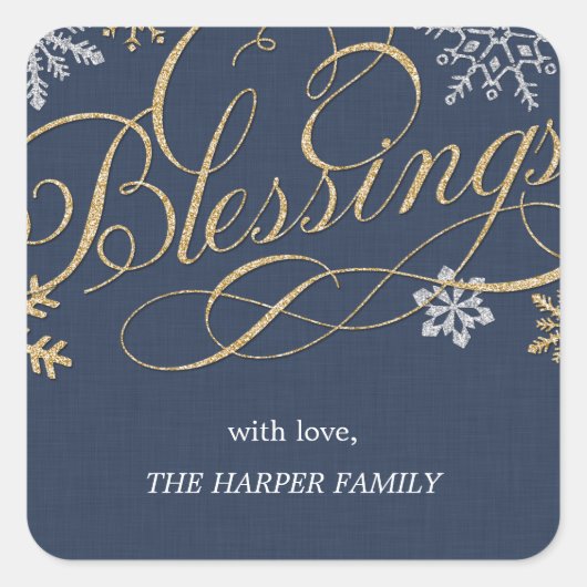 Sparkling Flakes Custom Holiday Sticker of labels (Voorkant)
