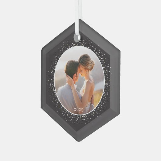 Sparkling Frame Custom Photo Christmas Ornament (Voorkant links)