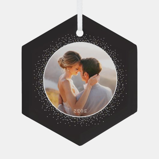 Sparkling Frame Custom Photo Christmas Ornament (Achterkant)