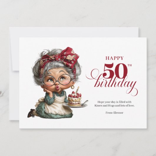 Sparkling Funny 50th Quirky Birthday Lady Card Kaart (Voorkant)