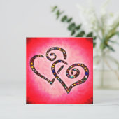 Sparkling Gem Hearts Designer Square Note Kaart (Staand voorkant)