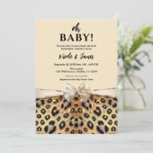 Sparkling Glam Luipaardprint Baby Shower Kaart (Staand voorkant)