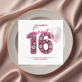 Sparkling Glam Roze & Witte Edelsteen Sweet 16 Servet