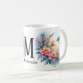 Sparkling Glitter Elegant Hummingbird Monogram Koffiemok (Voorkant rechts)