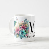 Sparkling Glitter Elegant Hummingbird Monogram Koffiemok (Voorkant links)