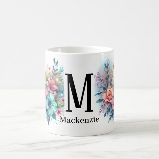 Sparkling Glitter Elegant Hummingbird Monogram Koffiemok (Center)