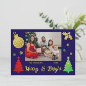 Sparkling Glitter Kerstboom Jolly Leaf Foto Feestdagenkaart (Staand voorkant)