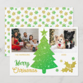 Sparkling Glitter Kerstboom Twee foto's Feestdagenkaart (Voorkant / Achterkant)
