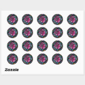Sparkling Glitter Roze Anjer Ronde Sticker (Vel)