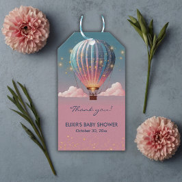 Sparkling Glitters Hete Luchtballon Baby shower Cadeaulabel