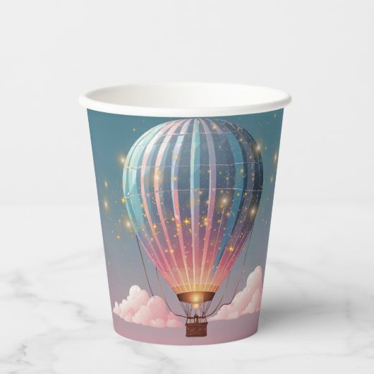 Sparkling Glitters Hete Luchtballon Baby shower Papieren Bekers (Voorkant)