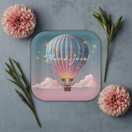 Sparkling Glitters Hete Luchtballon Baby shower Papieren Bordje