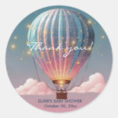Sparkling Glitters Hete Luchtballon Baby shower Ronde Sticker (Voorkant)