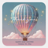Sparkling Glitters Hete Luchtballon Baby shower Vierkante Sticker (Voorkant)