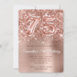 Sparkling Glittery Roos Gold Glam 75e verjaardag Kaart